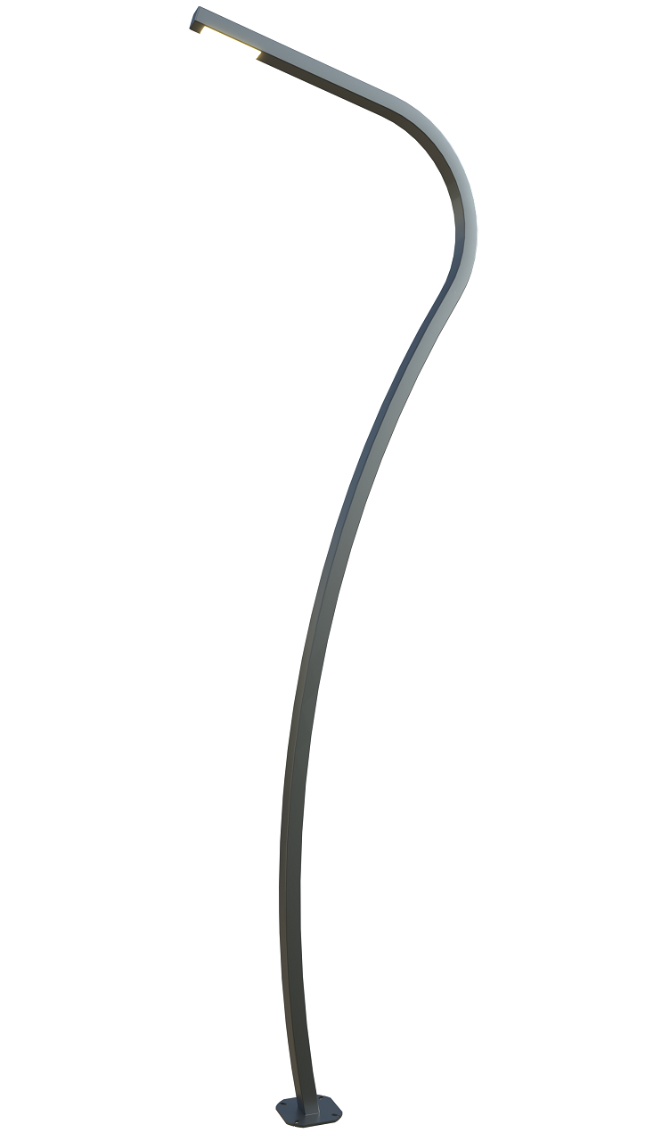 Curved LED pole 13 ft. Madrid OD 4x3 (Galvanized steel) One side 60W 8100Lm